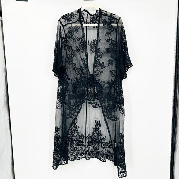 Womens Bundle Lot (2) Whimsigoth Sheer Floral Lace Kimono Swim Beach Cover Up - Picture 2 of 15
